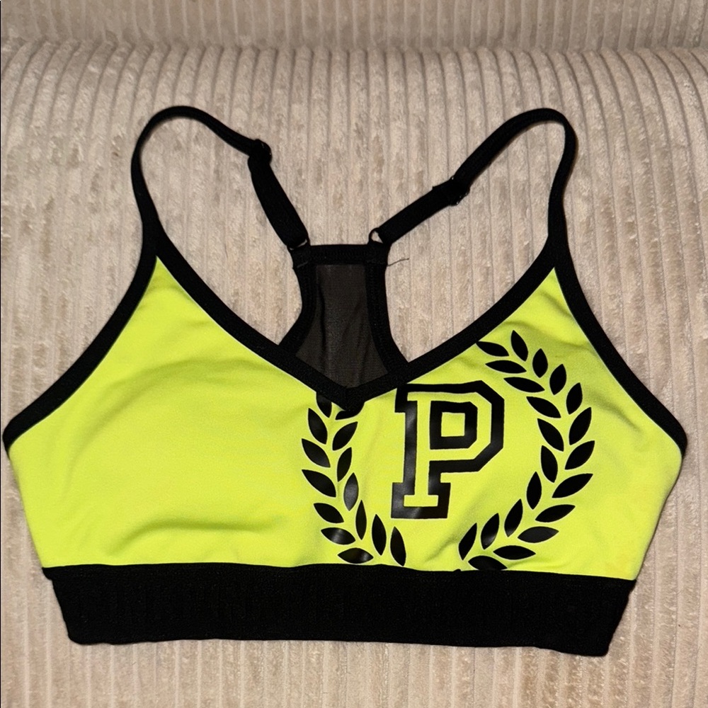 PINK Victoria's Secret Neon Yellow Sports Bra